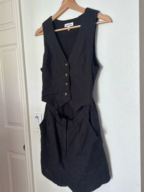 Heartloom Black Sleeveless Vest Romper with Button Front